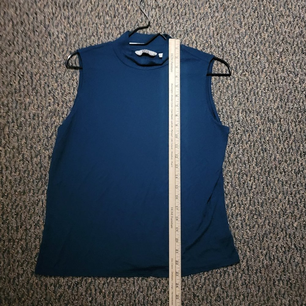 Athleta Teal Blue Mock Turtleneck Tank Top Size Medium - Picture 9 of 13